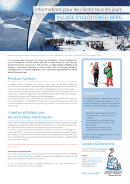 Informations pour les clients tous les jours VILLagE d - Iglu-Dorf