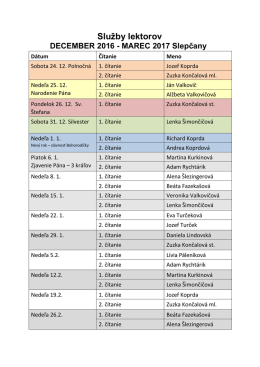 Služby lektorov DECEMBER 2016