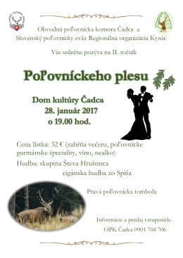 Dom kultúry Čadca 28. január 2017 o 19.00 hod.
