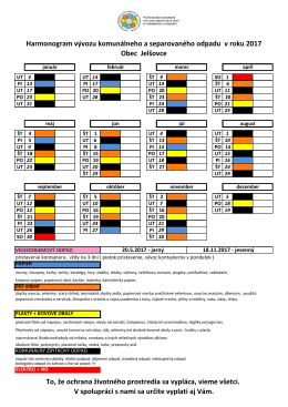 Harmonogram vývozu odpadov na rok 2017