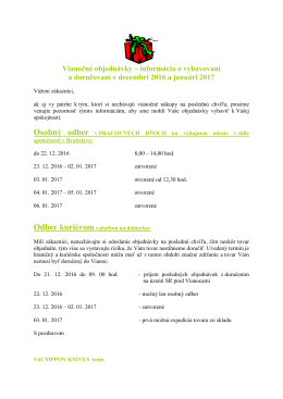 Vianočné objednávky – informácia o vybavovaní