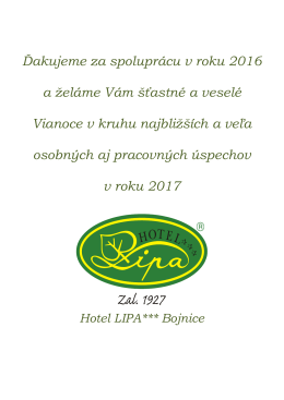 Ďakujeme za spolupr&aacute;cu v roku 2016 a žel&aacute;me V&aacute;m &scaron;ťastn&eacute; a