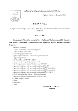 Pozvánka na 24. zasadnutie MsZ v Spišských