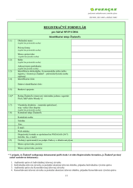 registračný formulár