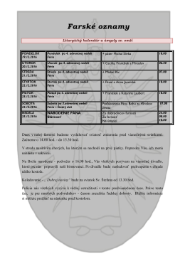 Farsk&eacute; oznamy t&yacute;ždeň 51/2016