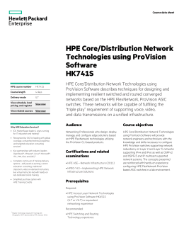 HPE Core/Distribution Network Technologies using ProVision