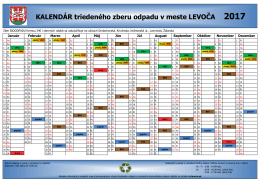 KALENDÁR triedeného zberu odpadu v meste LEVOČA 2017