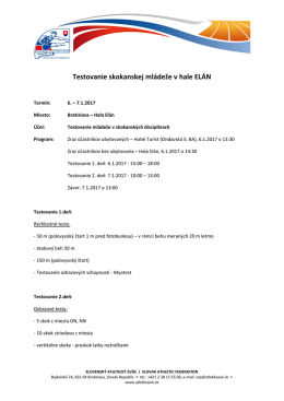 Testovanie skokanskej mládeže v hale ELÁN