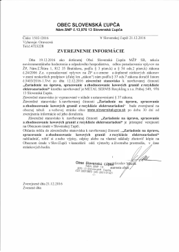 OBEC SLOVENSK&Aacute; ĽUPČA