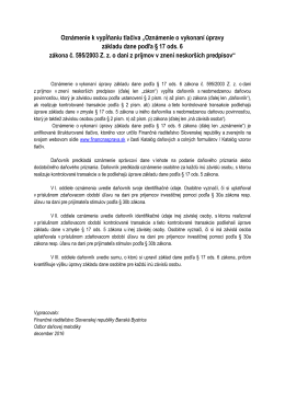 Oznámenie o vykonaní úpravy základu dane podľa § 17 ods. 6