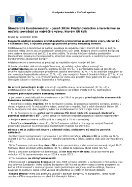&Scaron;tandardn&yacute; Eurobarometer &ndash; jeseň 2016: Prisťahovalectvo
