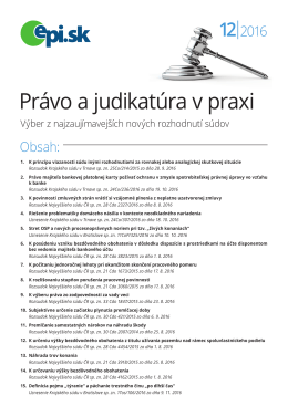 Pr&aacute;vo a judikat&uacute;ra v praxi - 12/2016