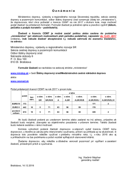 O zn á menie - Ministerstvo dopravy, výstavby a regionálneho