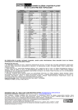 cenn&iacute;k služieb a raster platn&yacute; od 20.12.2016 pre kds topoľčany
