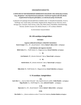 eredm&eacute;nyhirdet&eacute;s - Bolyai Tehets&eacute;ggondoz&oacute; Gimn&aacute;zium &eacute;s