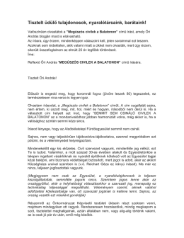 Reflexió Őri András ”MEGÚSZÓS CIVILEK A BALATONON”