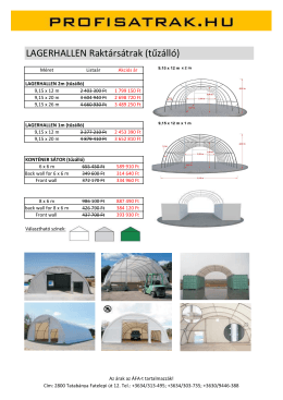 LAGERHALLEN Raktársátrak (tűzálló)