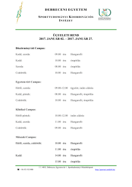 DEBRECENI EGYETEM &Uuml;GYELETI REND 2017. JANU&Aacute;R 02
