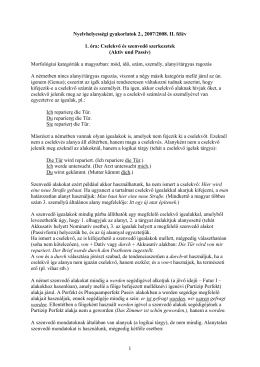 handout az órán megoldott feladatokkal