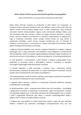 Bírálat Elekes Zoltán: Neutron-proton korrelációk - REAL-d