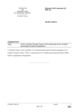 Az EU–Jordánia Társulási Tanács 1/2016 határozata az EU