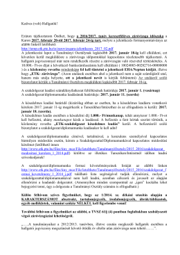 Záróvizsga hirdetés 2014 után kezdett hallgatóknak