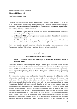 Univerzitet u Istočnom Sarajevu Ekonomski fakultet Pale Naučno