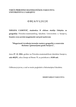 Odbrana II ciklus geografija Nihada Camović