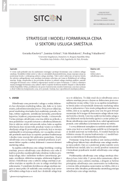 STRATEGIJE I MODELI FORMIRANJA CENA U SEKTORU