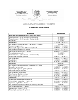 Akademski kalendar - Slobomir P Univerzitet