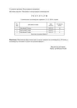 Резултати првог поновљеног колоквијума одржаног 21.12.2016