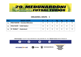 OMLADINCI, GRUPA C Poz NAZIV EKIPE P N I Dg Pg Gr Bod