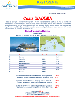 Cenovnik KRSTARENJA Costa DIADEMA