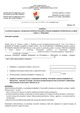 IZVJE&Scaron;TAJ o izvr&scaron;enom programu i namjenskom kori&scaron;tenju