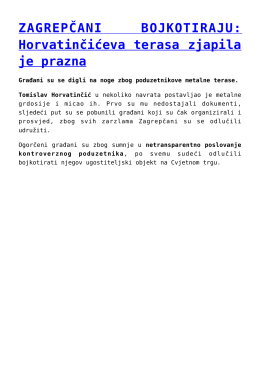 ZAGREPČANI BOJKOTIRAJU: Horvatinčićeva terasa