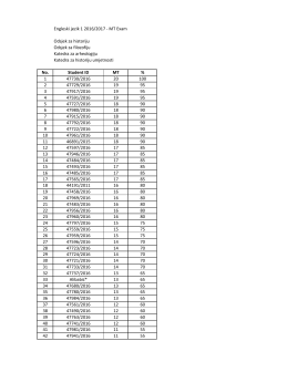 Engleski jezik 1 2016/2017 - MT Exam Odsjek za historiju Odsjek za