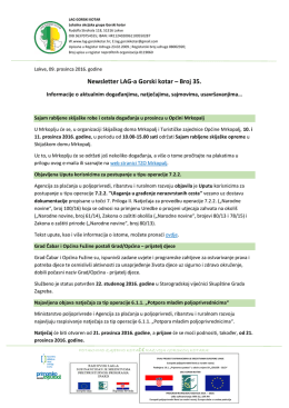 Newsletter LAG-a Gorski kotar broj 35 - 9.12.2016.