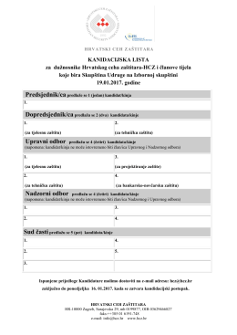 Kandidacijska lista za Izbornu Skupštinu HCZ-a 2017