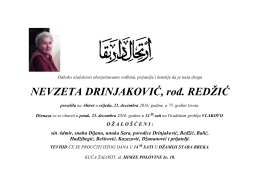 NEVZETA DRINJAKOVIĆ, rođ. REDŽIĆ
