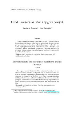 Uvod u varijacijski račun i njegova povijest