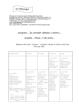 Raspored volontiranja - udruga sveta veronika
