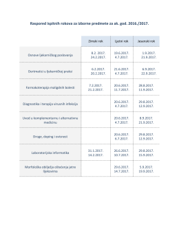 Raspored ispitnih rokova za izborne predmete za ak. god. 2016./2017.