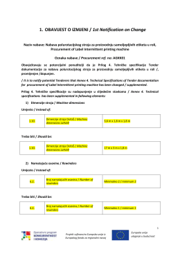 1. OBAVIJEST O IZMJENI / 1st Notification on