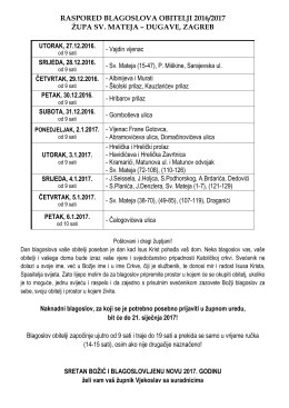raspored blagoslova