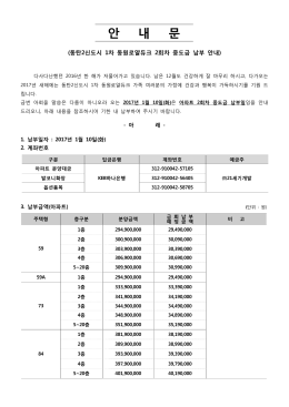 양산신도시4차 동원로얄듀크 아파트 중도금2회차 납부 안내