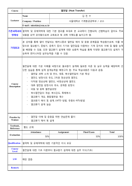 Course 열전달 (Heat Transfer) Lecturer Name 김 민 수 Company