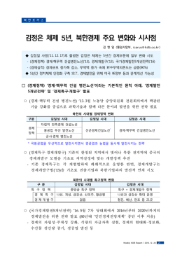 김정은 체제 5년, 북한경제 주요 변화와 시사점