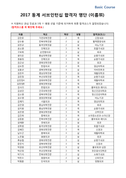 2017 동계 서브인턴십 합격자 명단 (이름順)