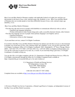 Non-Discrimination Notice - Blue Cross and Blue Shield of Montana