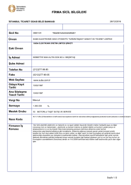 firma sicil bilgileri